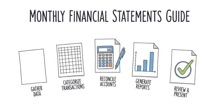 Step-by-step monthly financial statement preparation guide