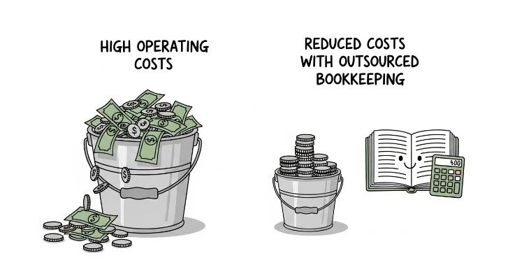 Illustration of cost savings from outsourced bookkeeping